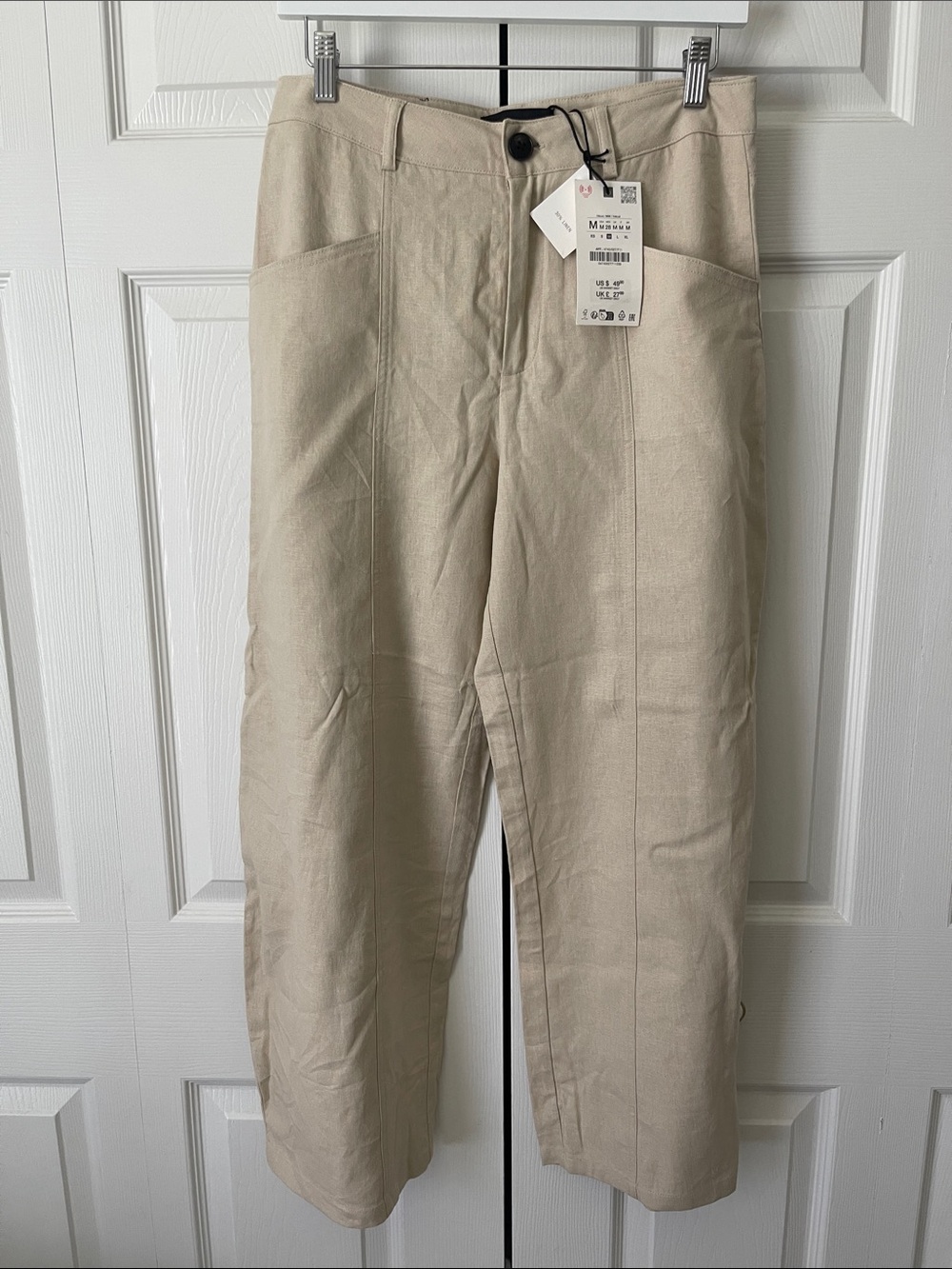 Zara Linen Blend Barrel Pants